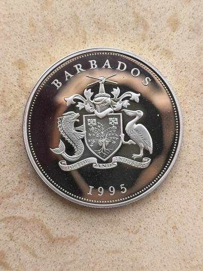 道一币馆币章第一百六十七场 - 巴巴多斯1995年联合国成立50周年5元精制银币  28.28g 925s