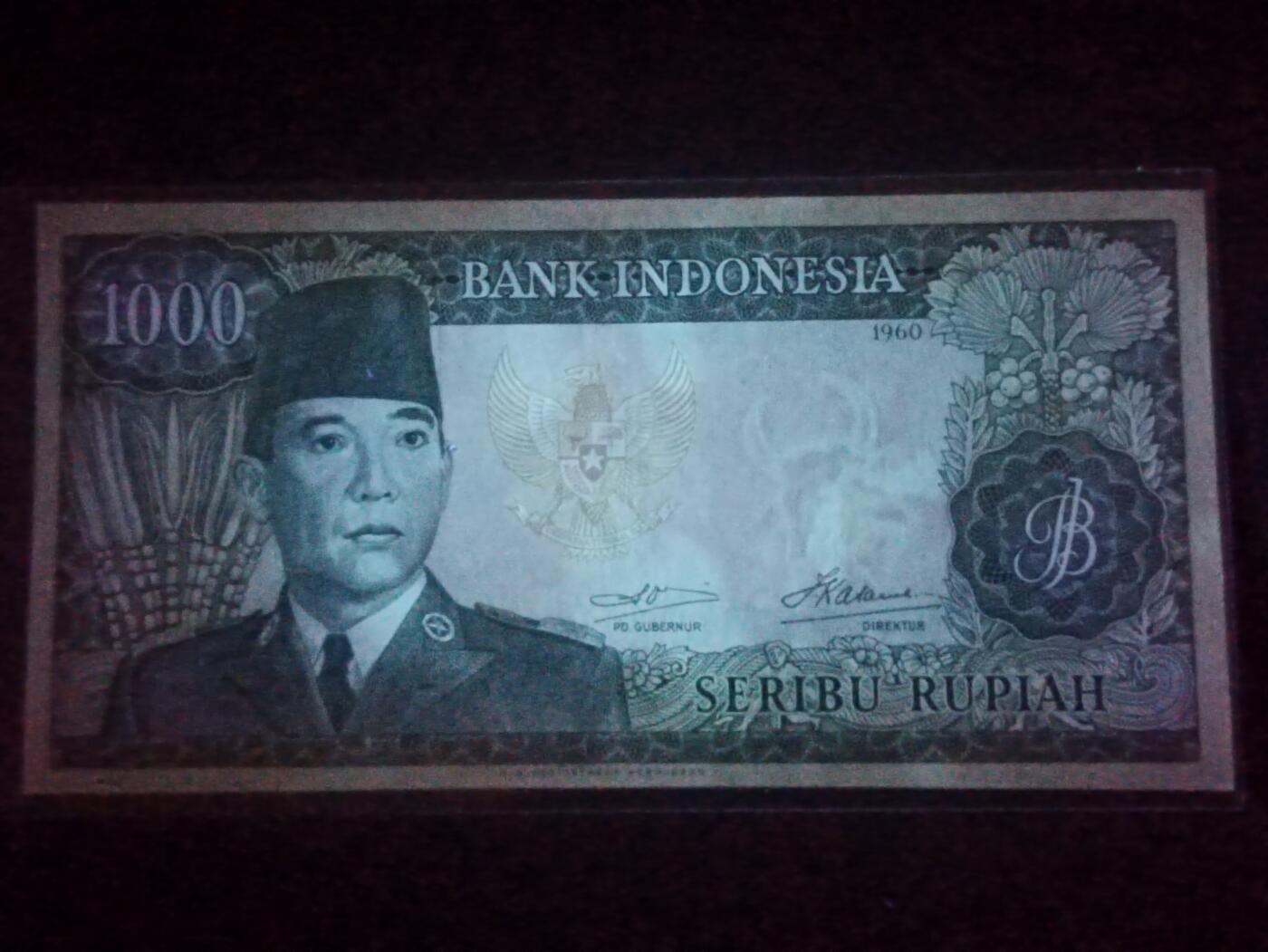 【年后首拍！】2026二月第三期，总217期 印度尼西亚1960版1000卢比AUNC，水牛水印，苏加诺总统和民族舞蹈，稀有面值