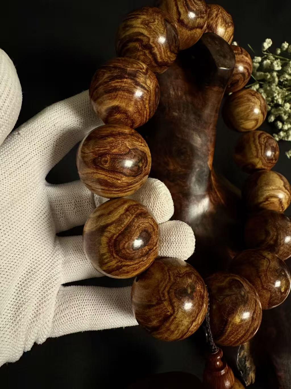 零元拍：海南黄花梨虎皮纹豪华大手持3.0/14粒