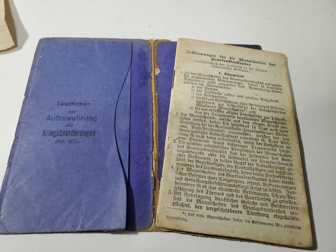 韵星假日军品类拍卖第42期 -- Rimey Holidays Militaria Auction 42 德意志帝国巴伐利亚王国士兵证带战地备注/信件一套