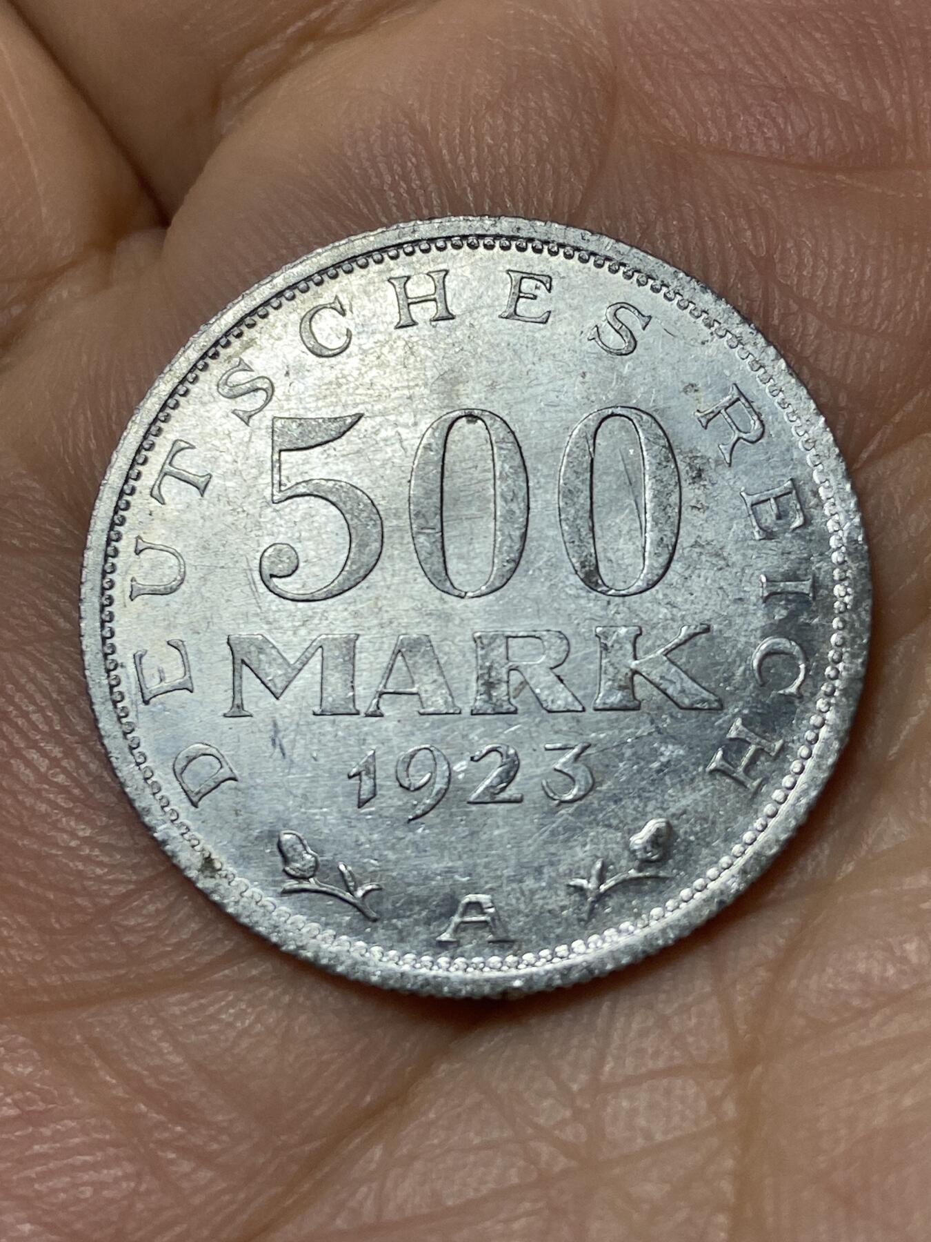 2026年第三十一场(总第二百场)英国一线回流散币新春特拍第三场(免佣金) 德意志魏玛共和国1923年500马克(A标，柏林造)