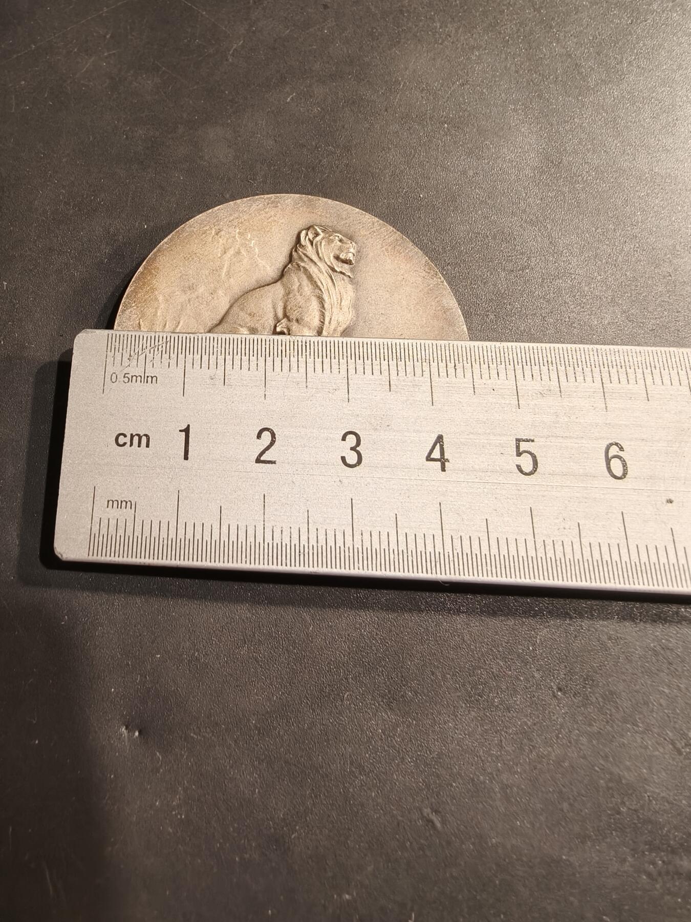 老王徽章第184期 法国1925年第32届拉罗谢尔地区节日镀银大铜章    原盒     直径46mm     重量43