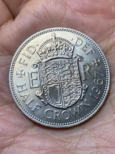 2026年第三十一场(总第二百场)英国一线回流散币新春特拍第三场(免佣金) - 英国🇬🇧1967年半克朗(伊丽莎白二世青年桂冠第二版，普制币关门年)