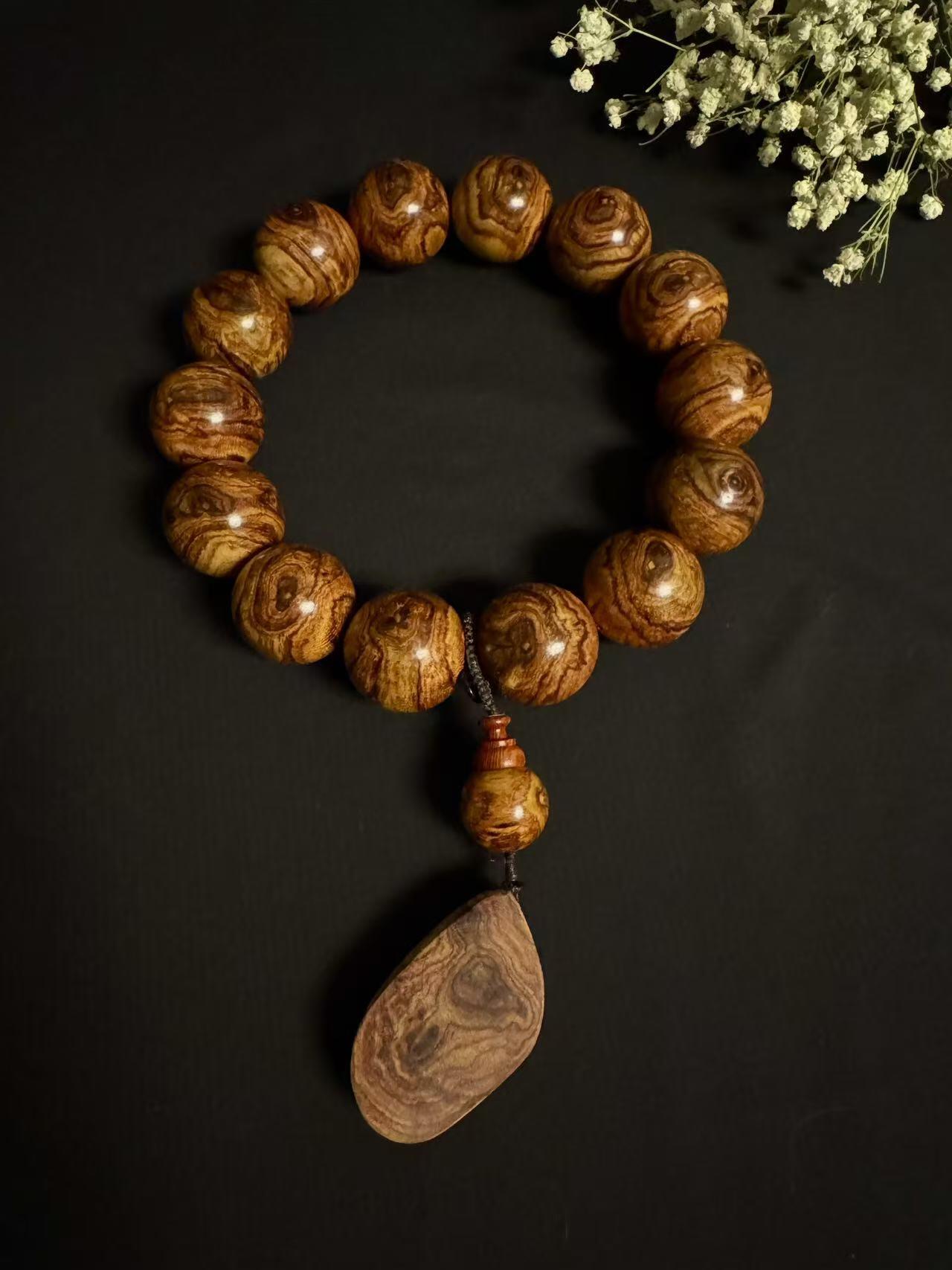 零元拍：海南黄花梨虎皮纹豪华大手持3.0/14粒