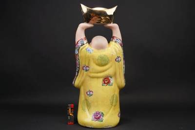 上海都达杂项专场102【全场包邮】  粉彩描金《金玉满堂》弥勒佛摆件85-9