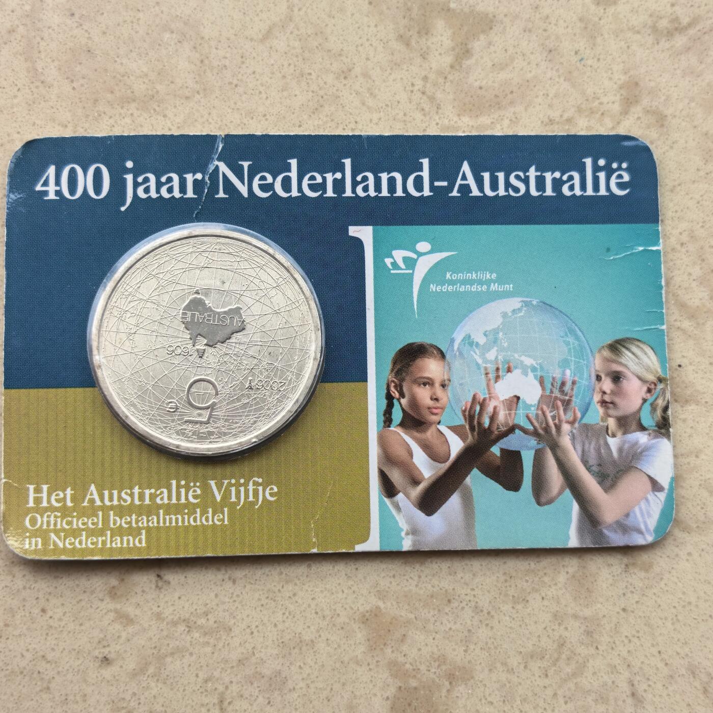 道一币馆币章第一百六十六场 原包装 荷兰2006年澳大利亚发现400周年纪念5欧元银币  11.9g 925s