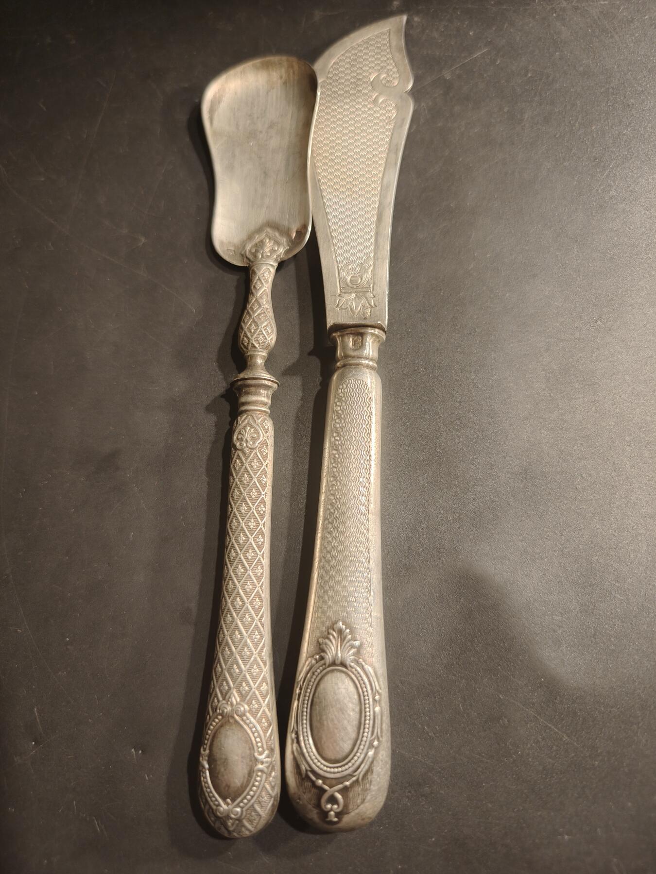 老王徽章第184期 法国银餐具一组     都带密涅瓦1级银标    950银     74.2g