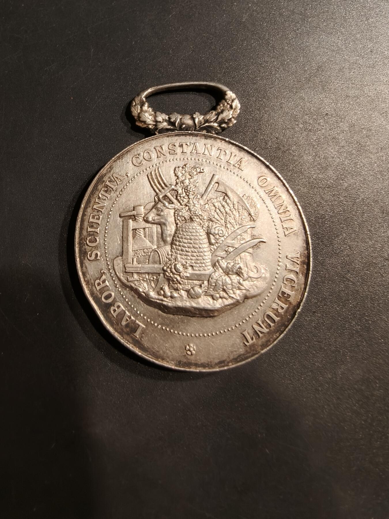 老王徽章第184期 法国1898年农业与园艺竞赛大银章     野猪头银标    直径42mm    重量39.5g