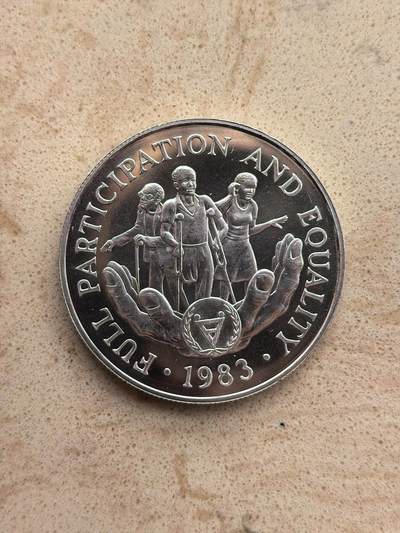 道一币馆币章第一百六十七场 - 利比里亚1983年国际残疾人年20元精制银币 28.28g 925S 20000