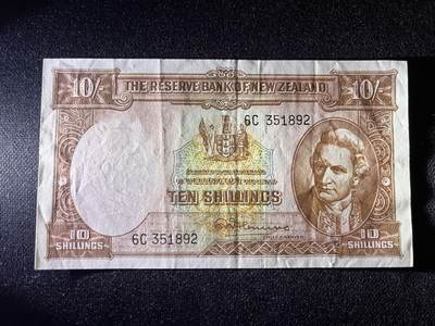 世界各国纸币拍卖 - 新西兰 10先令 实物图