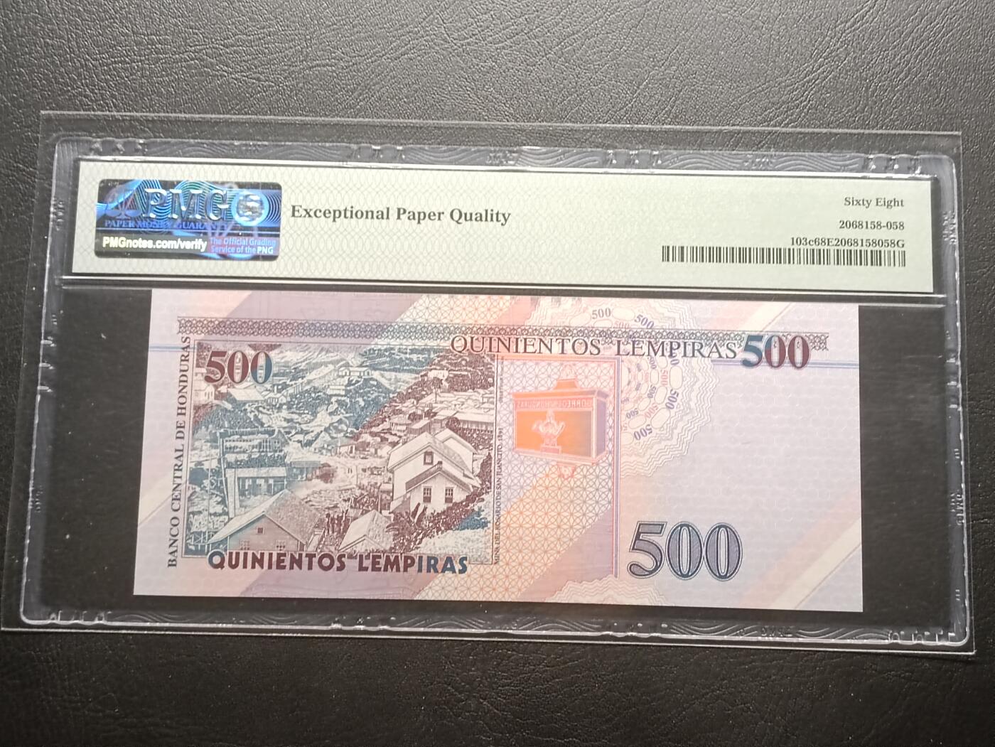 【年后首拍！】2026二月第三期，总217期 洪都拉斯2016年500伦皮拉PMG68epq，诗人拉蒙罗萨和他所在时代的圣胡安市，最高面值高分