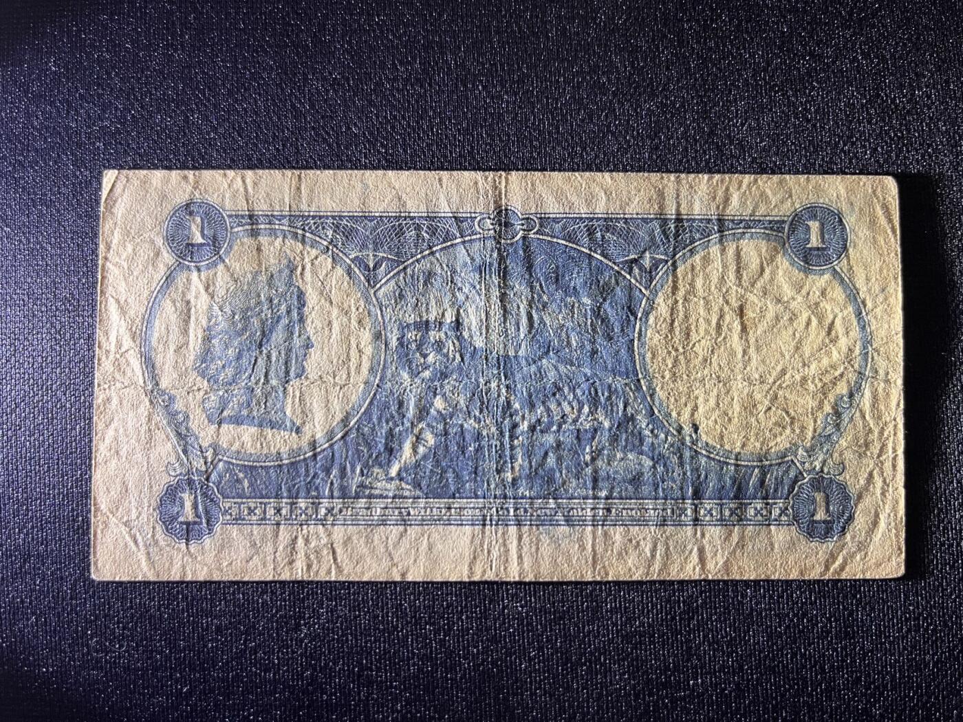 世界各国纸币拍卖 1934年英属海峡殖民地1元 新加坡马来西亚老纸币原票 实物图