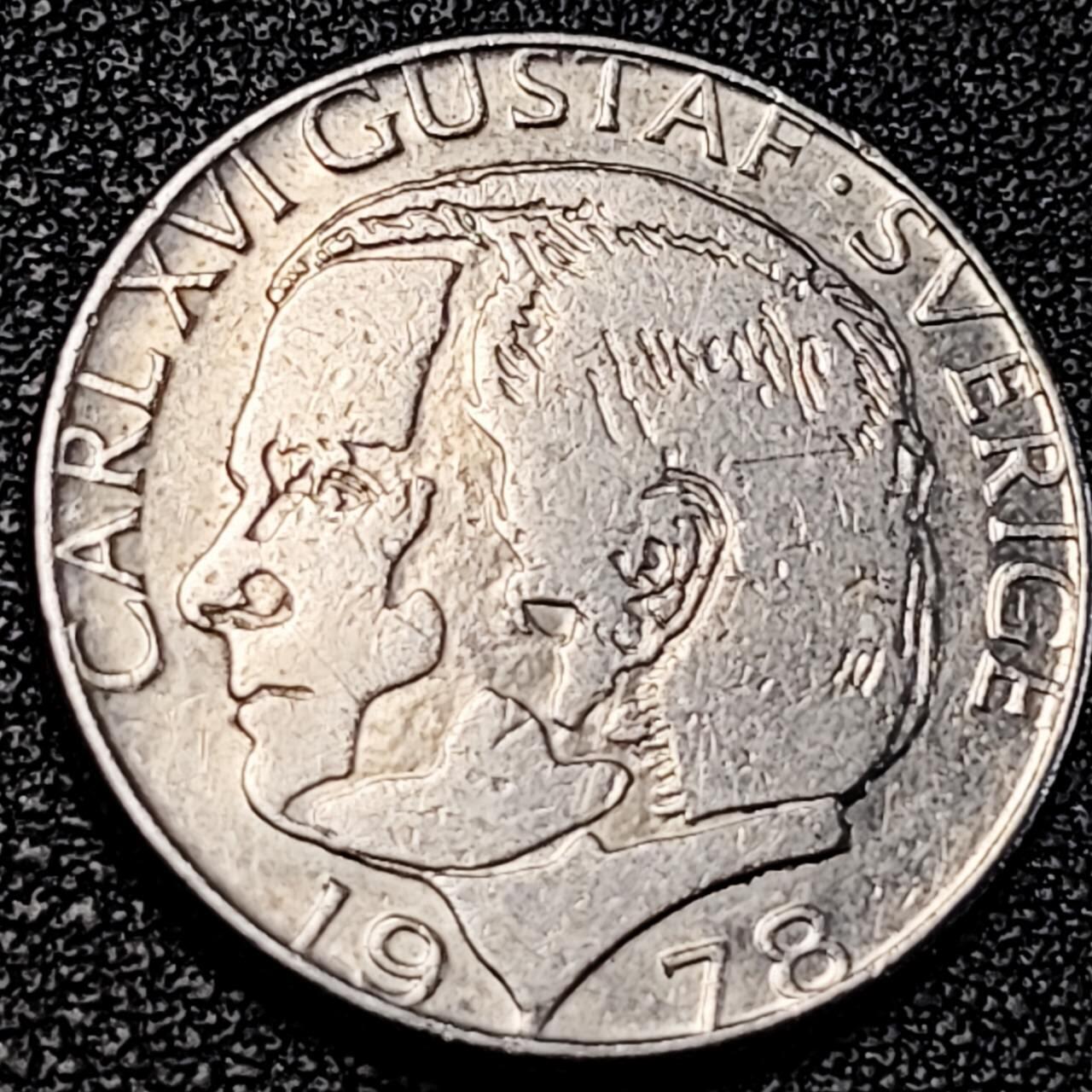 泉币菌-第195场- 新年快乐 新年第三场 本场拍品多 请提前出价 瑞典1978年 1克朗铜镍币，卡尔十六世·古斯塔夫，25mm