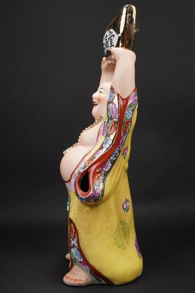 上海都达杂项专场102【全场包邮】  粉彩描金《金玉满堂》弥勒佛摆件85-9