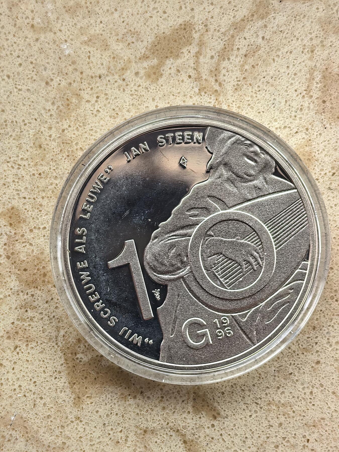 道一币馆币章第一百六十七场 原盒证 荷兰1996年鲁特琴演奏家扬斯丁10盾精制银币