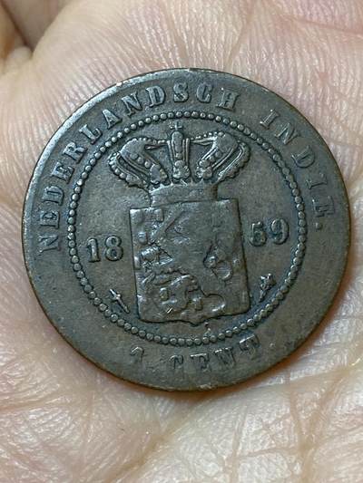 2026年第三十一场(总第二百场)英国一线回流散币新春特拍第三场(免佣金) - 荷属东印度1859年1分(威廉三世时期，长剑标)