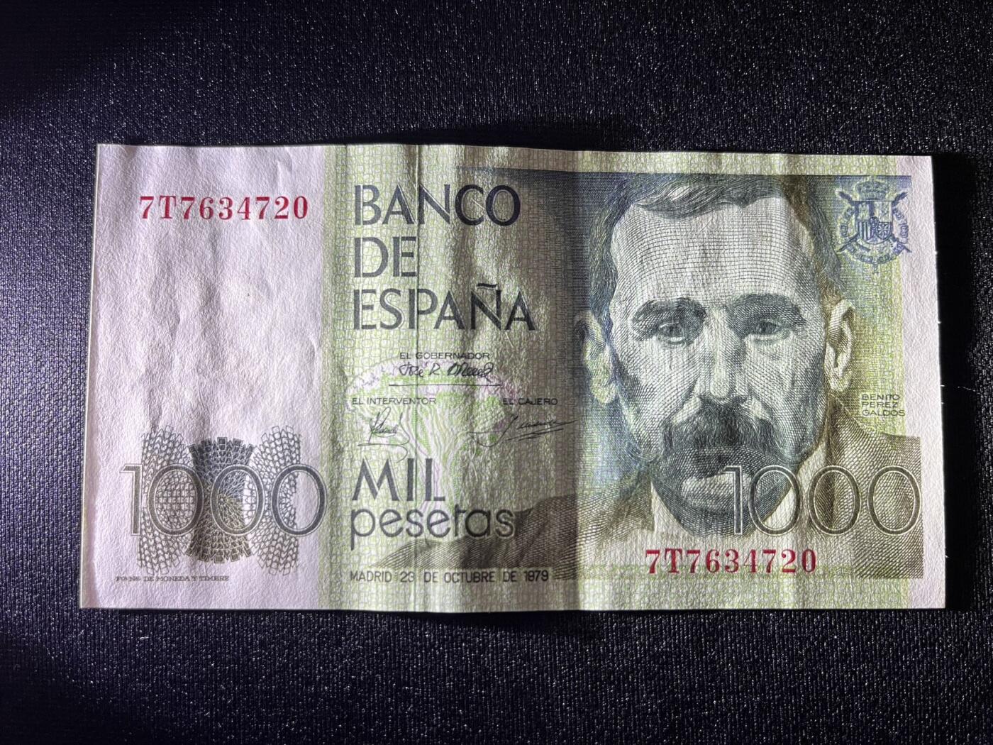 世界各国纸币拍卖 1979年 西班牙1000比塞塔 实物图