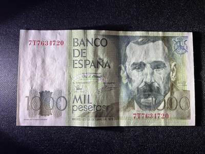 世界各国纸币拍卖 - 1979年 西班牙1000比塞塔 实物图