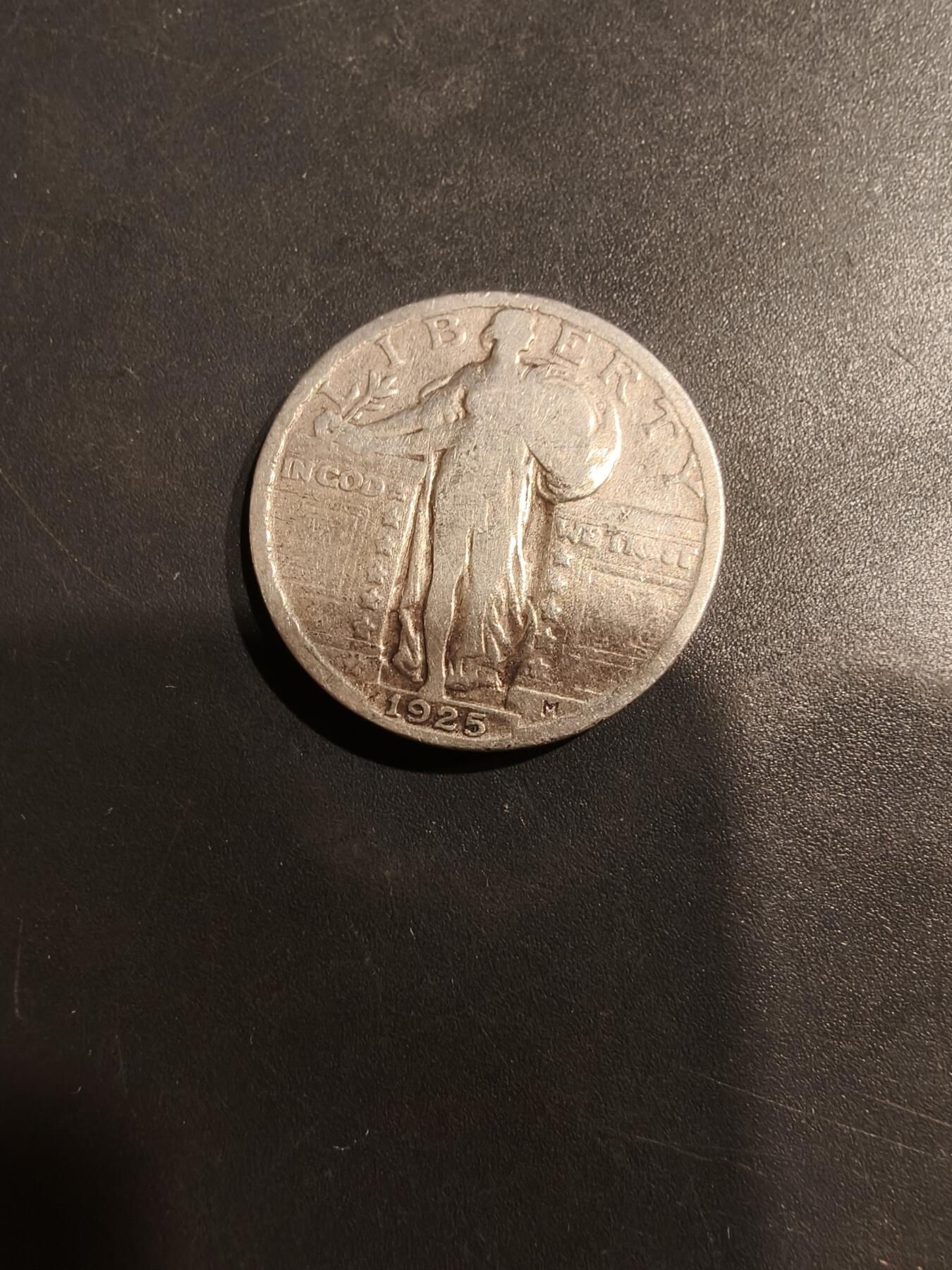 老王徽章第184期 美国1925年25美分银币     900银    6.1g