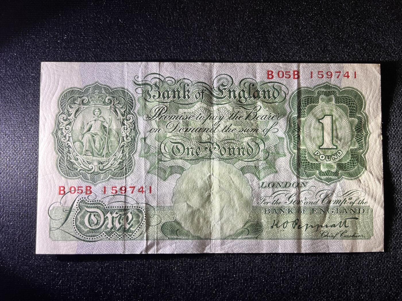 世界各国纸币拍卖 1949年英国 1英镑实物图