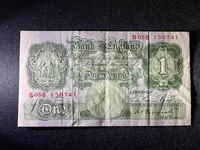 世界各国纸币拍卖 - 1949年英国 1英镑实物图