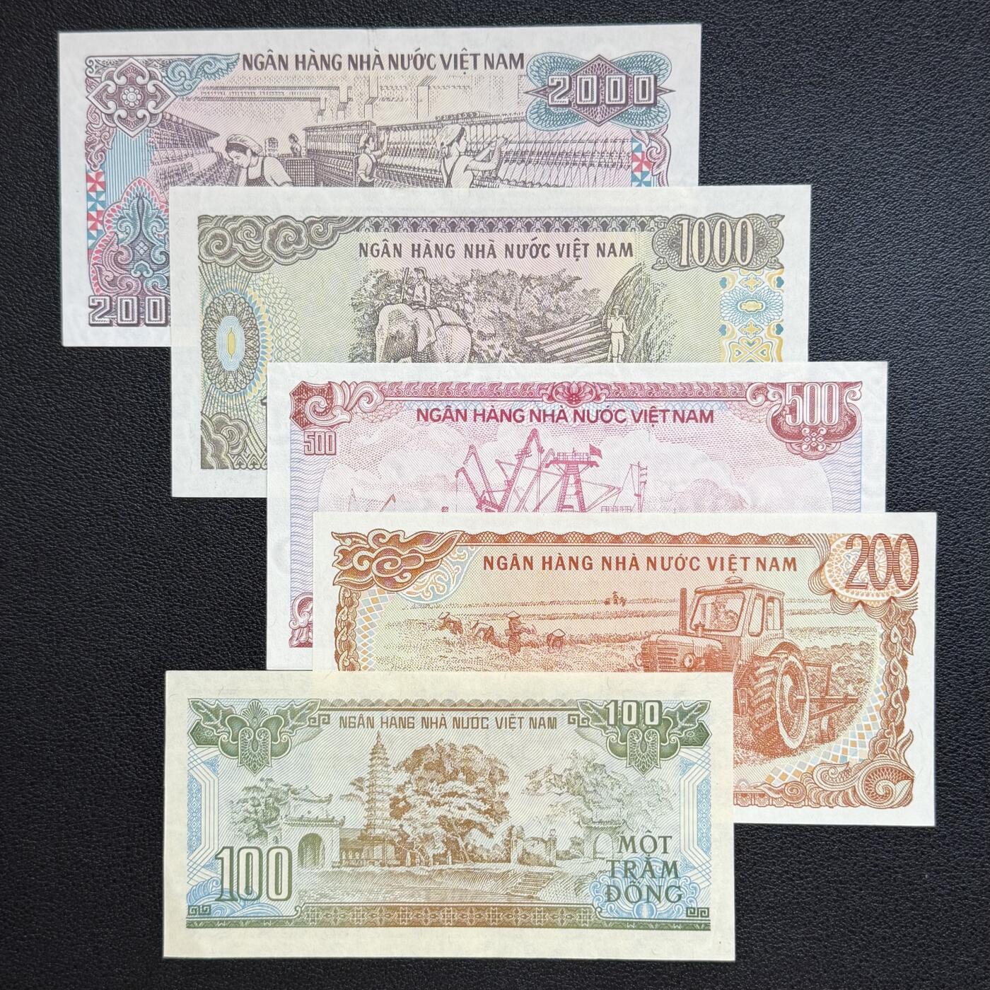 ＜星葵🌻钱币社＞非全新纸币场第70期·3月1日发货 UNC- 越南5种面值纸币一套