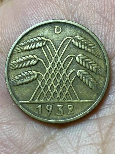 2026年第三十一场(总第二百场)英国一线回流散币新春特拍第三场(免佣金) 德意志魏玛共和国1932年10芬尼(D标，慕尼黑造)