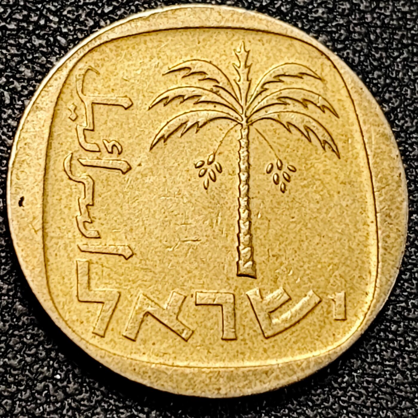 泉币菌-第195场- 新年快乐 新年第三场 本场拍品多 请提前出价 以色列 1960-1980年代 10阿哥拉黄铜币 海枣 枣椰树 21.5mm