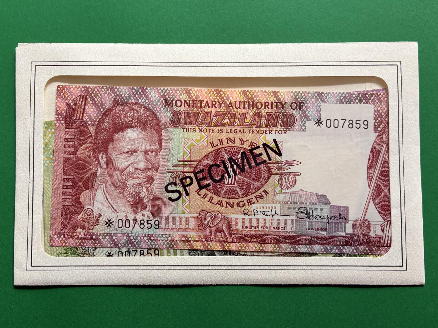 咖啡豆•收藏 2026年Mar_1st世界各国纸币样票拍卖 斯威士兰 1978年 1-20里兰吉尼 全新UNC同号 外国纸币样票 5枚一套