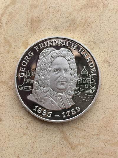 道一币馆币章第一百六十七场 - 安道尔1998年德国作曲家亨德尔10第纳尔精制银币 31.47g 925S 25000