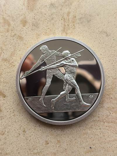 道一币馆币章第一百六十七场 - 希腊2004年雅典奥运会纪念-标枪10欧元精制银币 34g 925S 