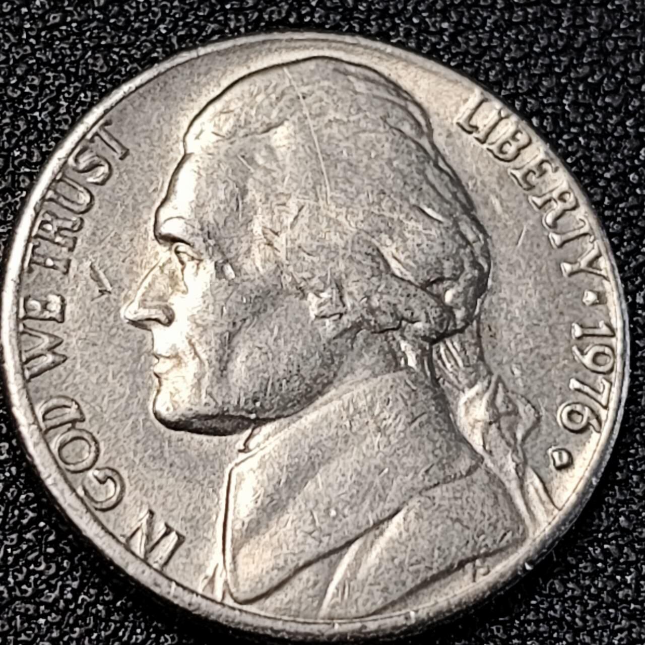 泉币菌-第195场- 新年快乐 新年第三场 本场拍品多 请提前出价 1976年 美国5美分 白宫 21.2mm