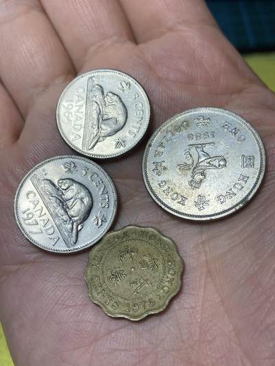 2026年第三十一场(总第二百场)英国一线回流散币新春特拍第三场(免佣金) - 散币4枚：香港1976年2毫，1988年1元，加拿大🇨🇦1965年77年5分