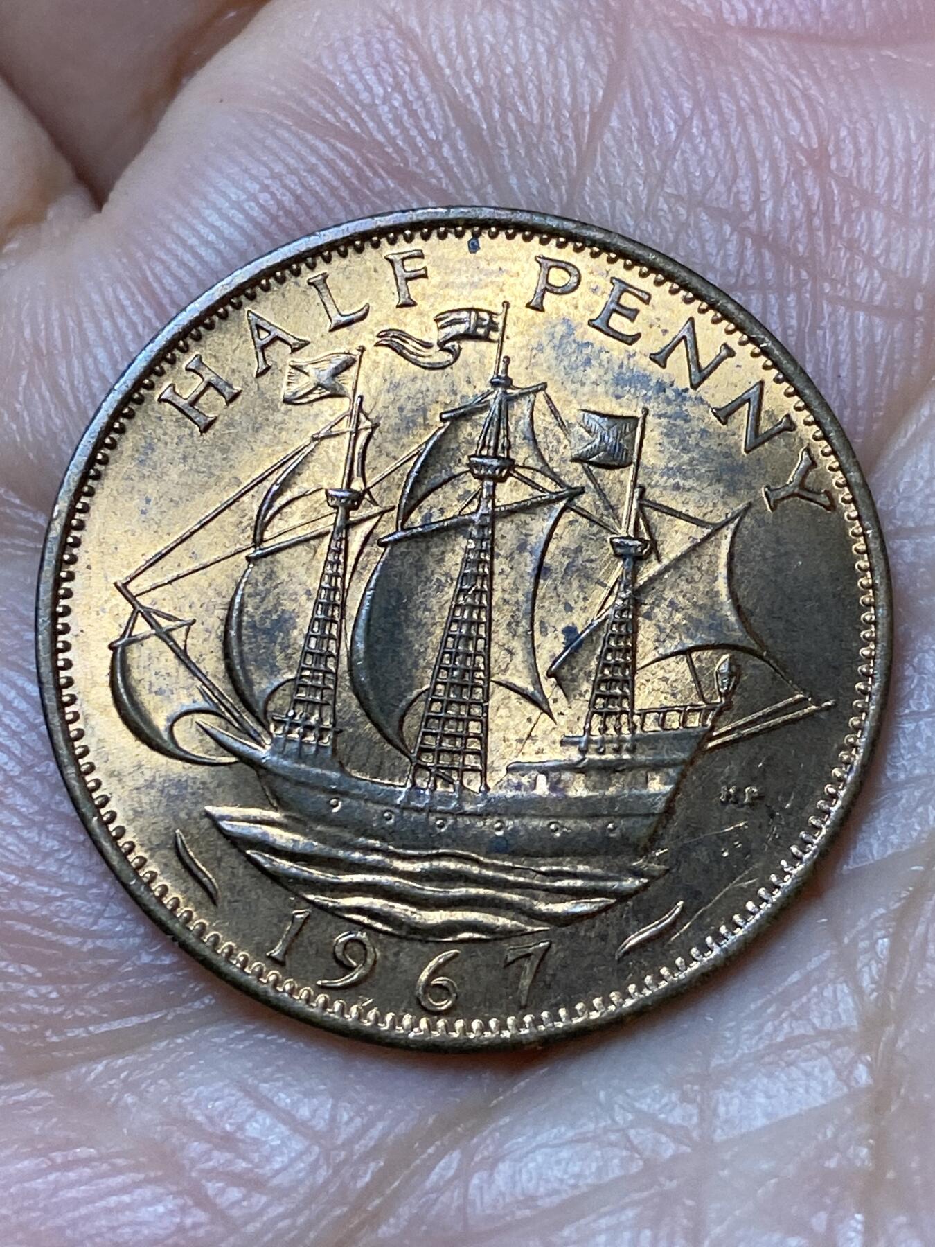 2026年第三十一场(总第二百场)英国一线回流散币新春特拍第三场(免佣金) 原光好品–英国🇬🇧1967年半便士(伊丽莎白二世青年桂冠第二版，普制币关门年)