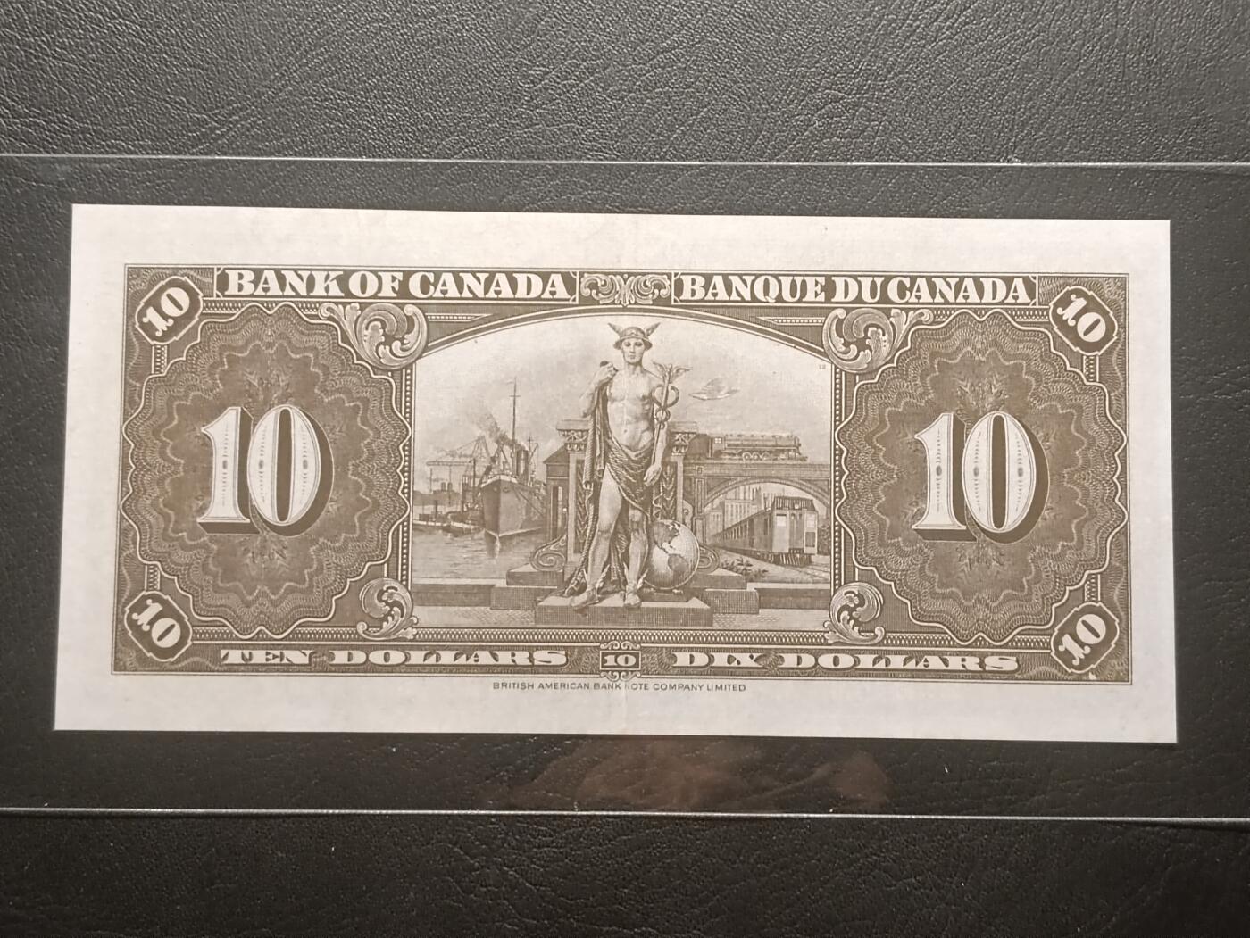 【年后首拍！】2026二月第三期，总217期 加拿大1937版10元AUNC，乔治六世国王和商业神墨丘利，稀有中高面值品种