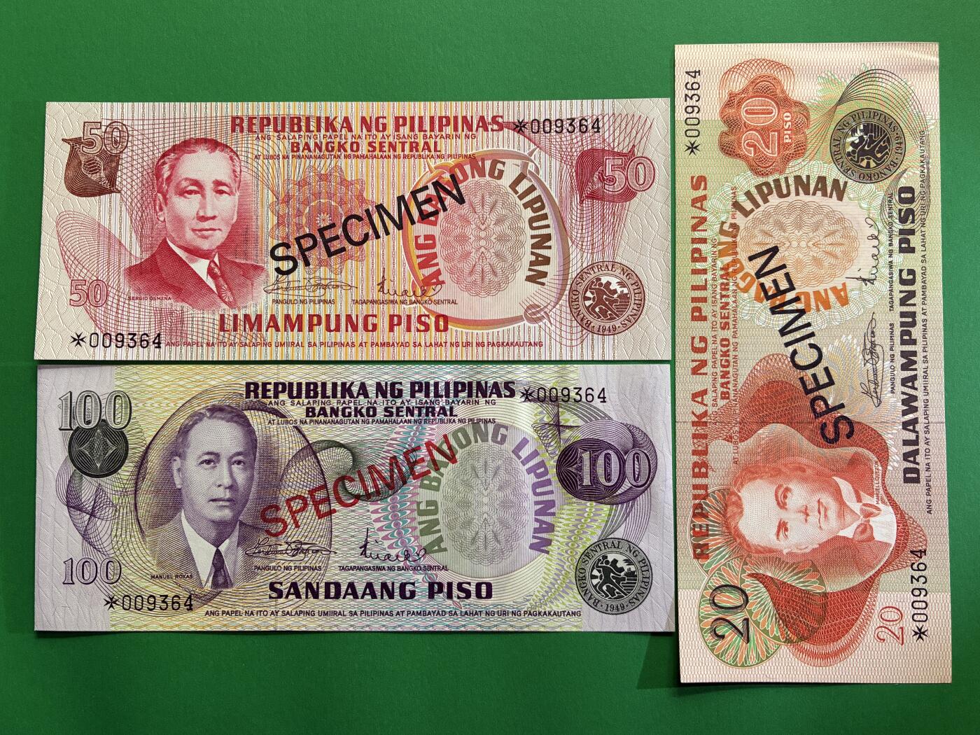 咖啡豆•收藏 2026年Mar_1st世界各国纸币样票拍卖 菲律宾 2-100比索 外国纸币样票 全新UNC同号 6枚一套