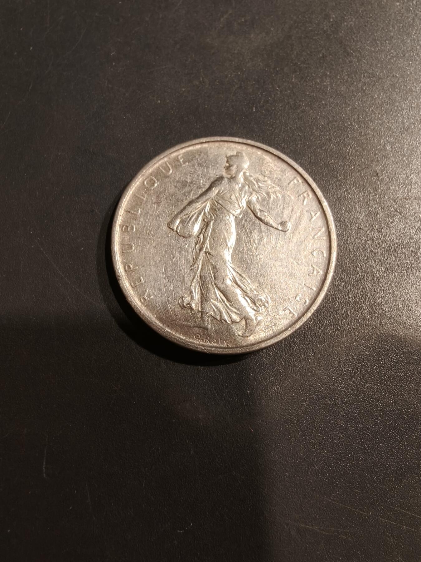 老王徽章第184期 法国1963年5法郎银币     播种女神    835银    12g