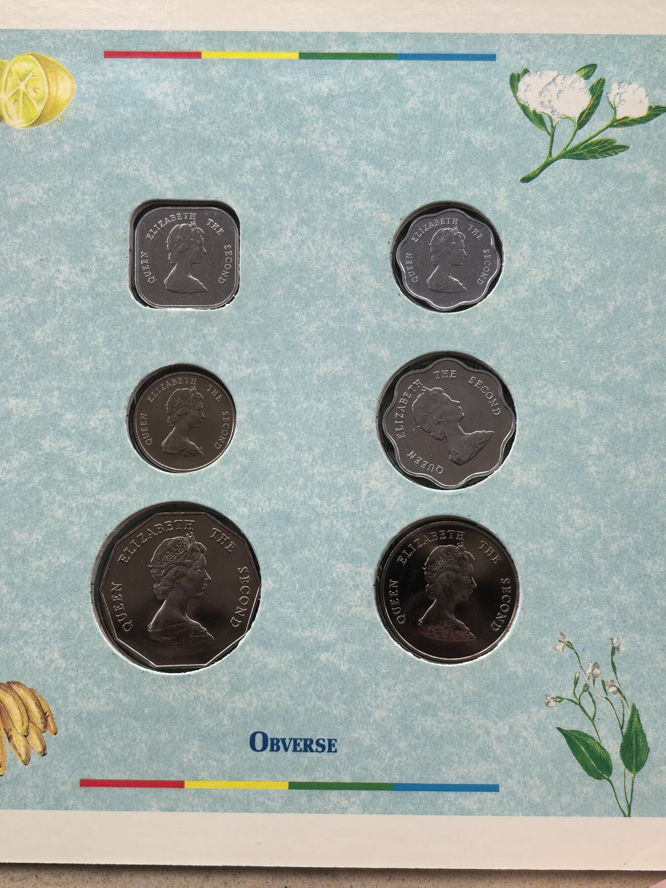 道一币馆币章第一百六十七场 原包装 东加勒比国家1991年套币六枚