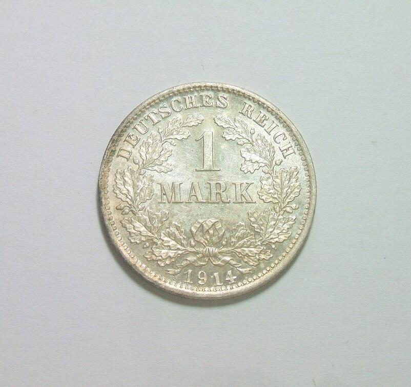 【旋风钱币】2月22日19:00准时开拍 精美欧洲币章、银币银章、第三帝国钱币、手串手镯紫砂壶等 全场包邮！ 【银】德国一战1914年D版1马克银币 精制PROOF版 极其稀少