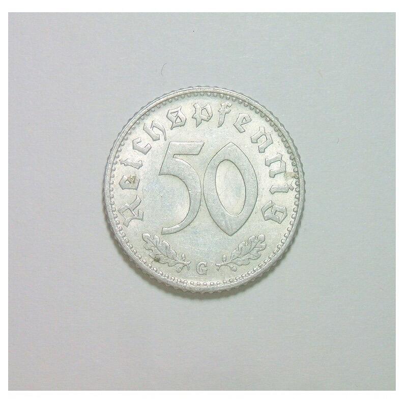 稀年 德国第三帝国1943年G版50芬尼 带原光
