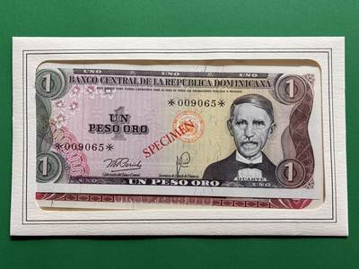 咖啡豆•收藏 2026年Mar_1st世界各国纸币样票拍卖 - 多米尼加 1978年 1-1000比索 全新UNC同号 外国纸币样票 8枚一套