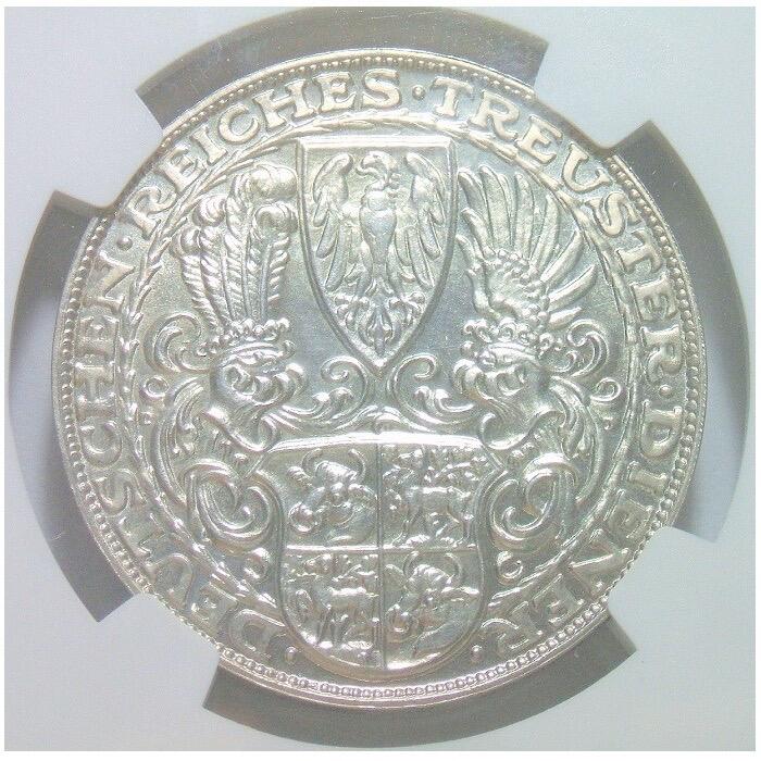 【旋风钱币】2月22日19:00准时开拍 精美欧洲币章、银币银章、第三帝国钱币、手串手镯紫砂壶等 全场包邮！ 【银】NGC MS62 德国魏玛1927年兴登堡80大寿5马克银币章 精制原光