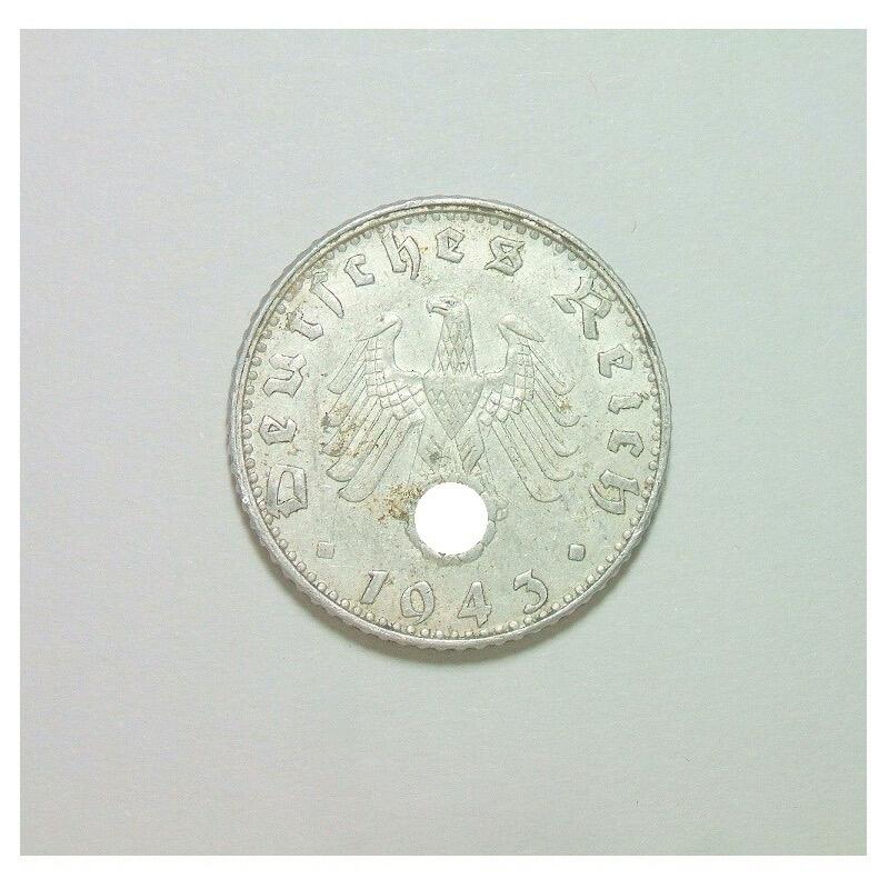 【旋风钱币】2月22日19:00准时开拍 精美欧洲币章、银币银章、第三帝国钱币、手串手镯紫砂壶等 全场包邮！ 稀年 德国第三帝国1943年G版50芬尼 爽品