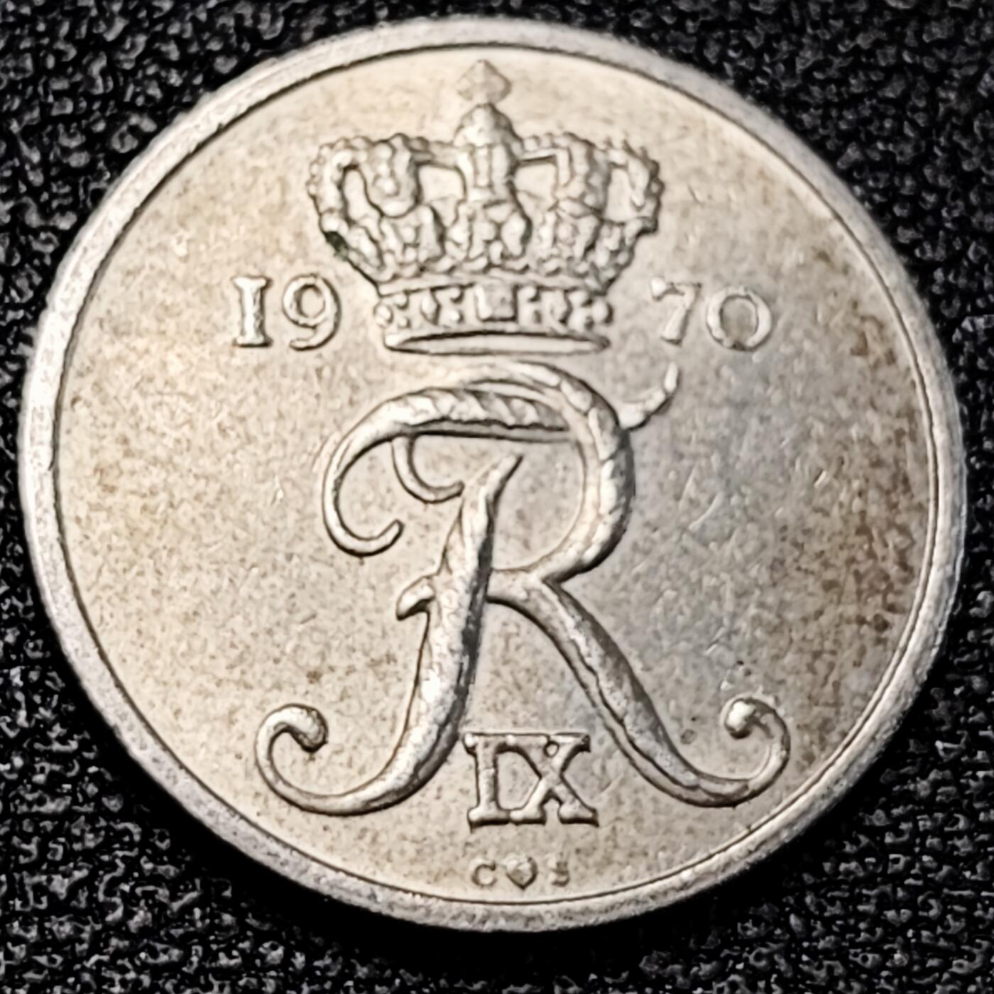 泉币菌-第195场- 新年快乐 新年第三场 本场拍品多 请提前出价 丹麦 皇冠 1970年10欧尔镍币 袖珍币