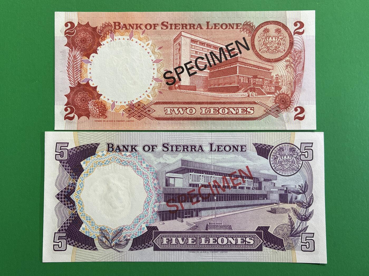 咖啡豆•收藏 2026年Mar_1st世界各国纸币样票拍卖 塞拉利昂 1978年 50分-5利昂 全新UNC同号 外国纸币样票 4枚一套