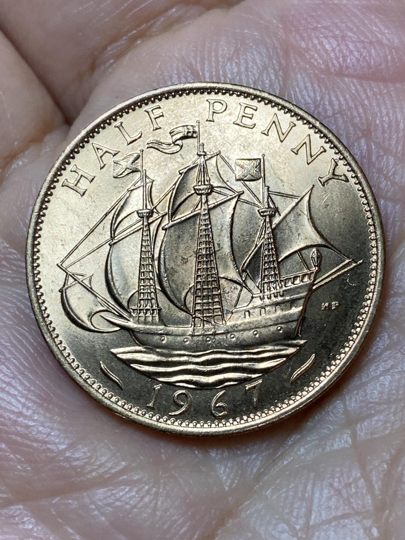 2026年第三十一场(总第二百场)英国一线回流散币新春特拍第三场(免佣金) 原光好品–英国🇬🇧1967年半便士(伊丽莎白二世青年桂冠第二版，普制币关门年)