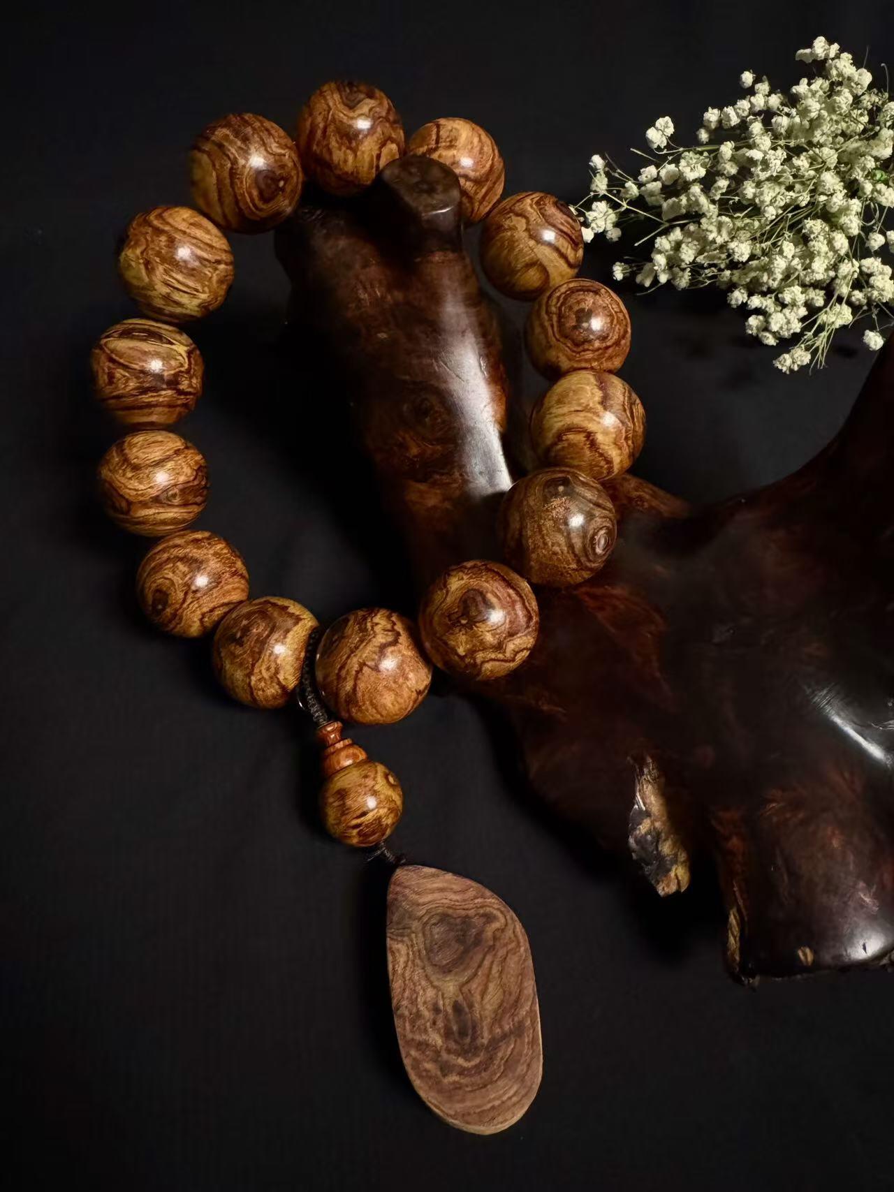 零元拍：海南黄花梨虎皮纹豪华大手持3.0/14粒