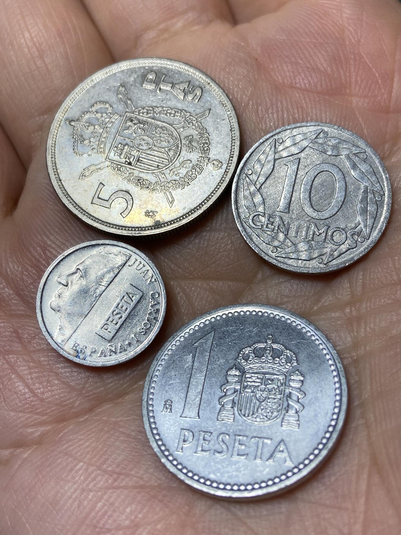 2026年第三十一场(总第二百场)英国一线回流散币新春特拍第三场(免佣金) 西班牙🇪🇸4枚：1982年5比塞塔，1987年1比塞塔，1959年10分，1995年1比塞塔