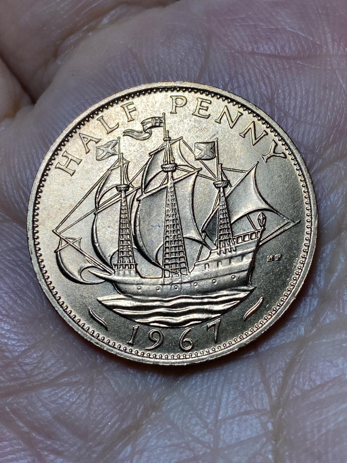 2026年第三十一场(总第二百场)英国一线回流散币新春特拍第三场(免佣金) 原光好品–英国🇬🇧1967年半便士(伊丽莎白二世青年桂冠第二版，普制币关门年)