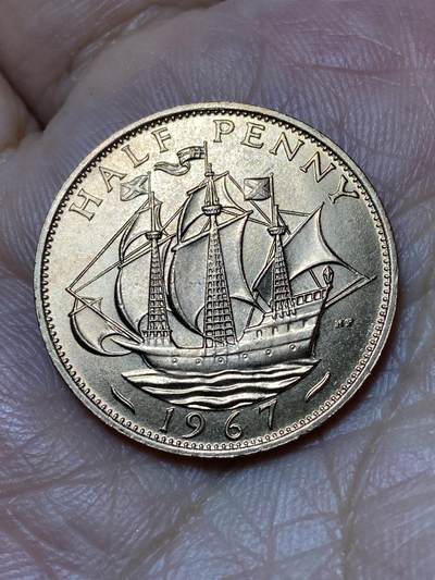 2026年第三十一场(总第二百场)英国一线回流散币新春特拍第三场(免佣金) 原光好品–英国🇬🇧1967年半便士(伊丽莎白二世青年桂冠第二版，普制币关门年)